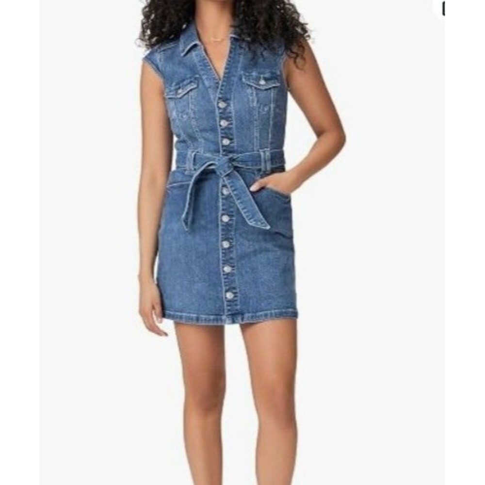 PAIGE Jaxsyn Vintage Denim Shirt Dress Kamilla Blue Size 2 Button Front NWT